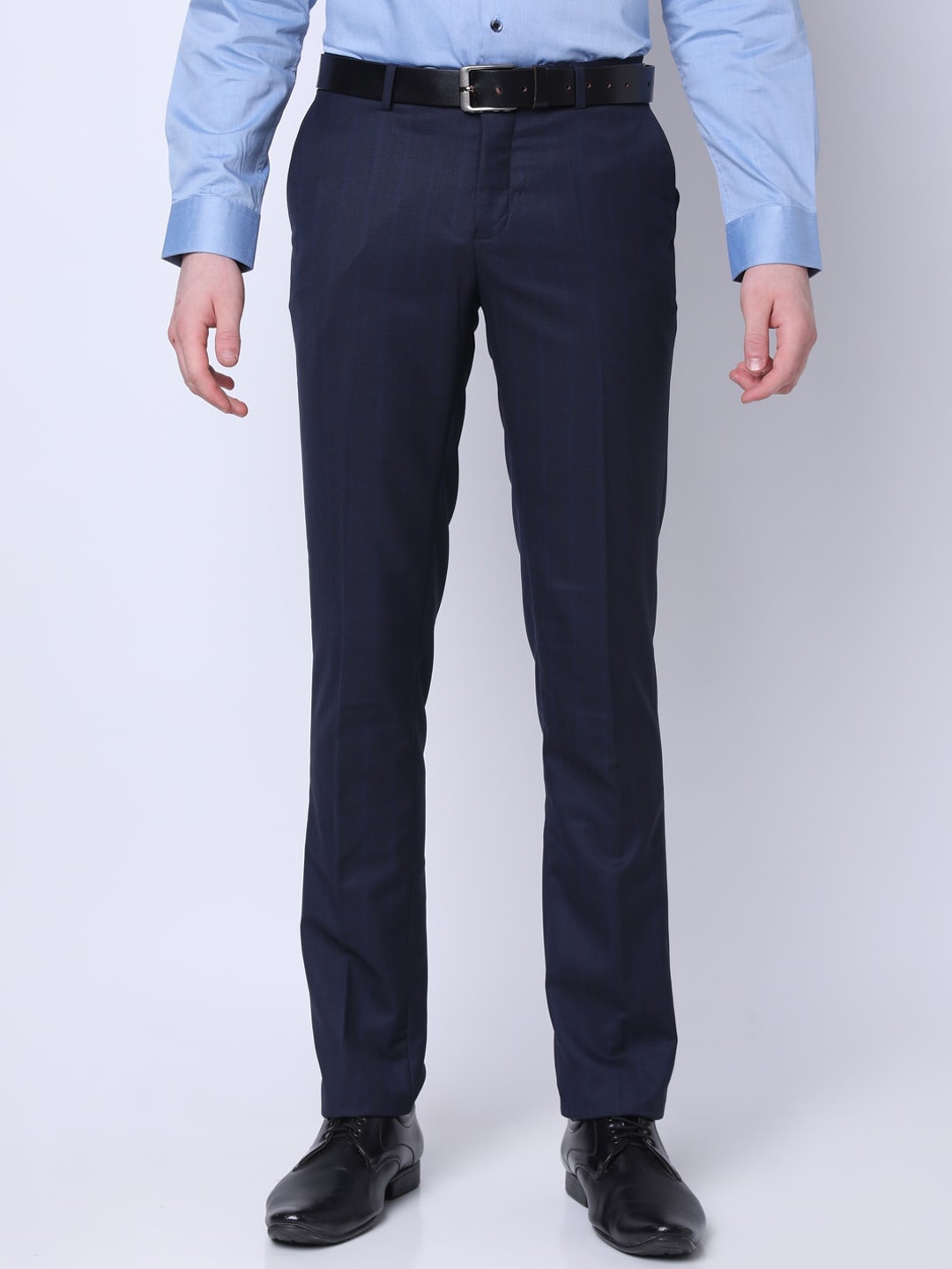 

J Hampstead Men Slim Fit Formal Trousers, Navy blue