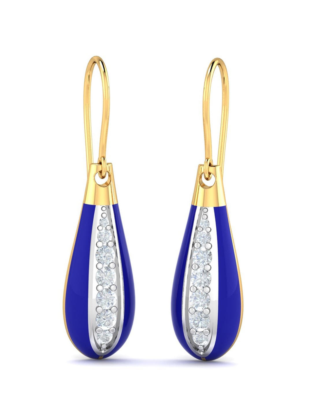 

KUBERBOX Dangling Dew 18KT Gold Diamond-Studded Drop Earrings-3.85 gm