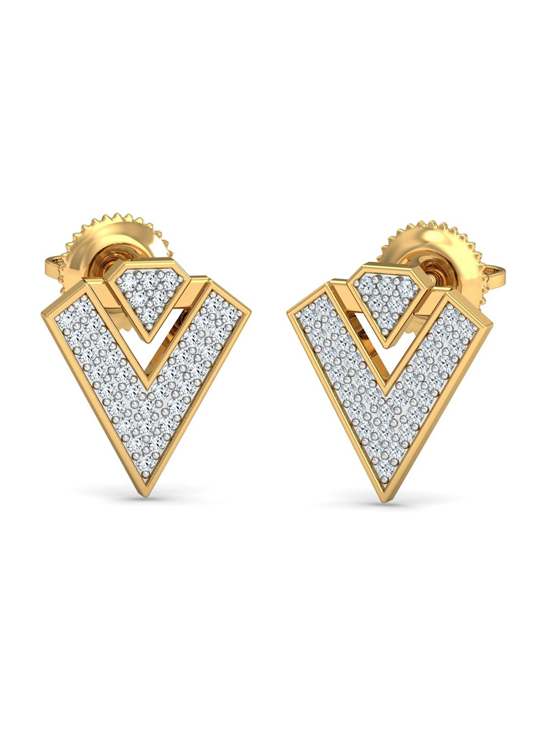 

KUBERBOX Modern Armour 18KT Gold Diamond-Studded Earrings -1.28gm