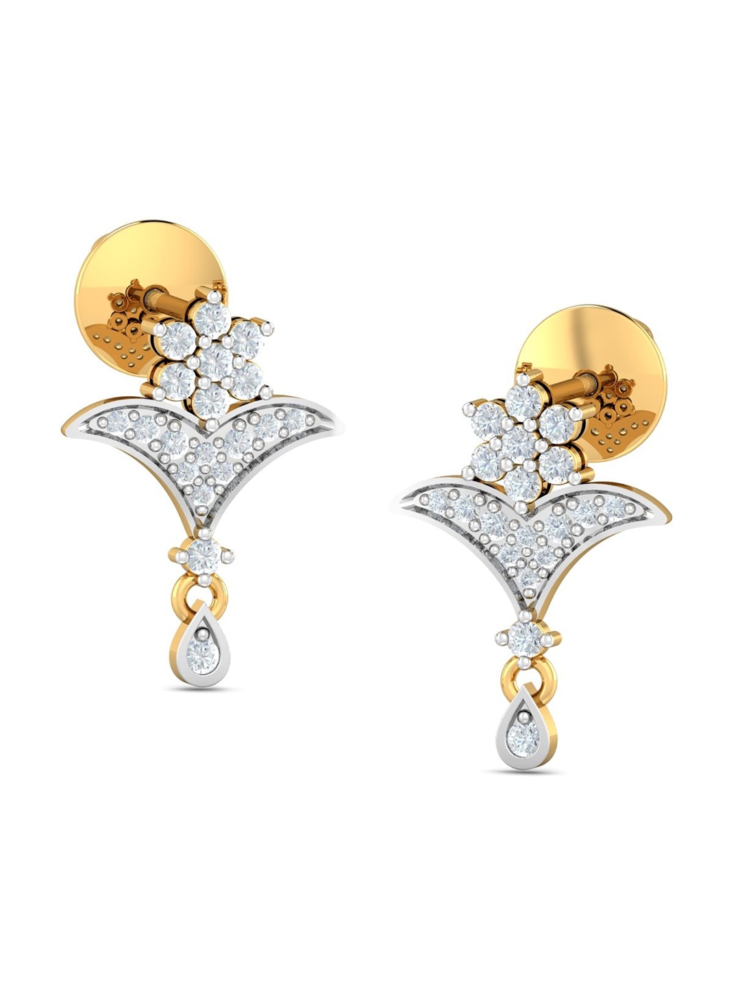 

KUBERBOX Duygu 18KT Gold Diamond Studded Earrings -1.56 gm
