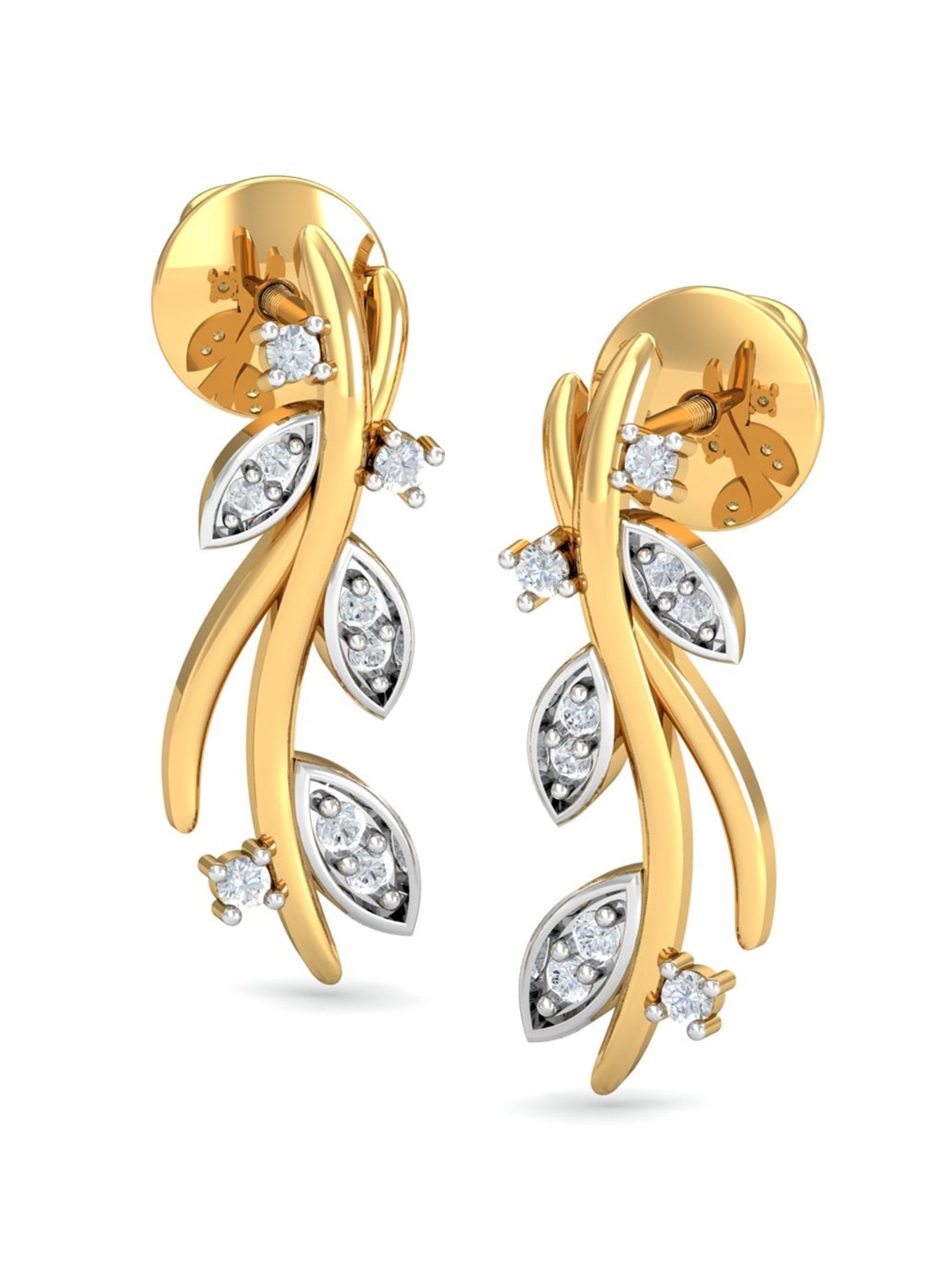 

KUBERBOX Fairy Twig 18KT Gold Diamond-Studded Earrings - 2.64gm