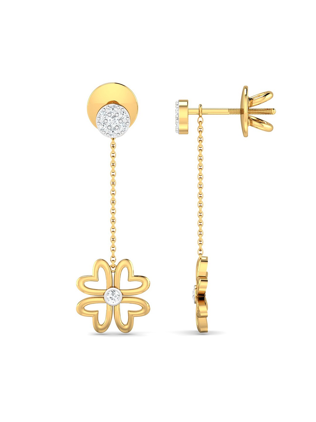 

KUBERBOX 18KT Gold Diamond-Studded Drop Earrings - 2 gm