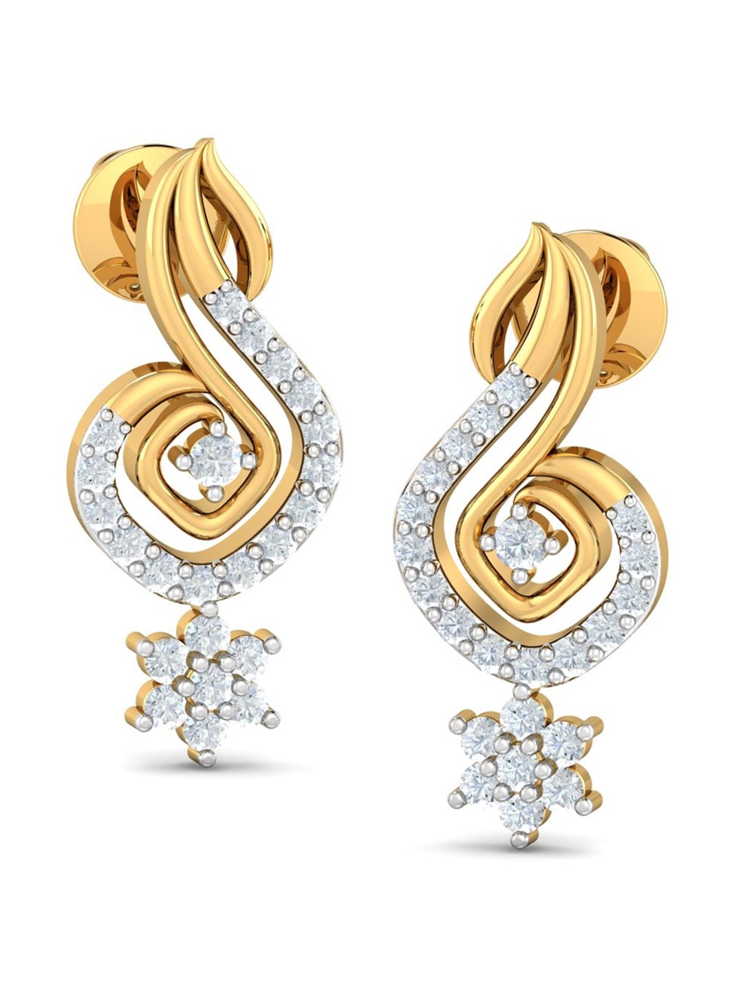 

KUBERBOX Arusi 18KT Gold Diamond-Studded Earrings-3.45 gm