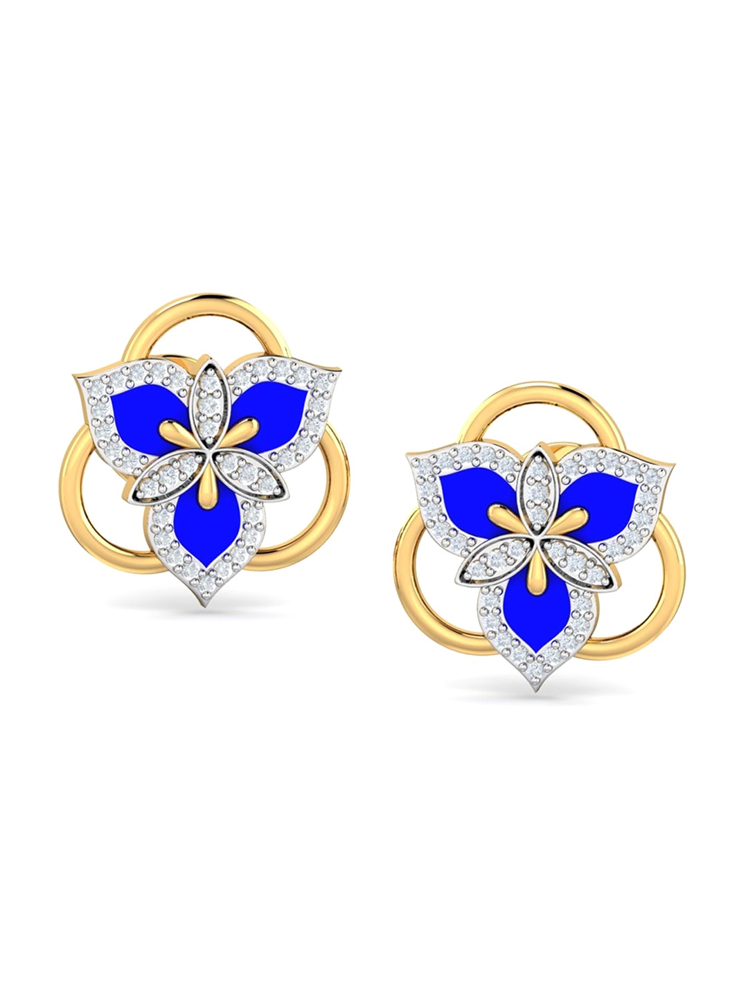 

KUBERBOX Treble 18KT Gold Diamond-Studded Earrings-2.52gm