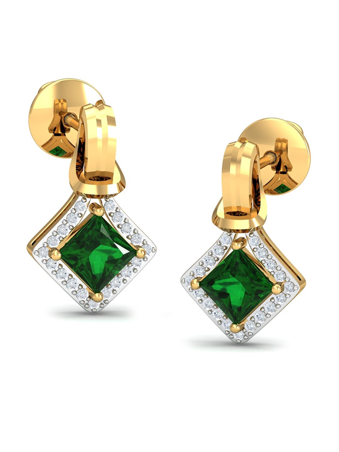 

KUBERBOX 18KT Gold Diamond-Studded Drop Earrings - 3.34gm