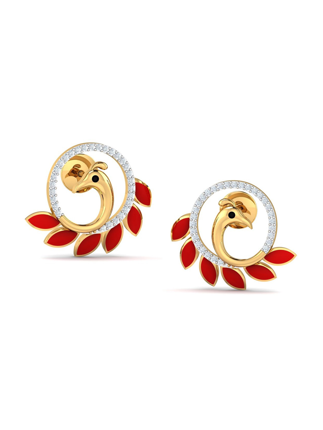 

KUBERBOX 18K Gold Diamond And Enamel Studded Earrings - 3.44 g