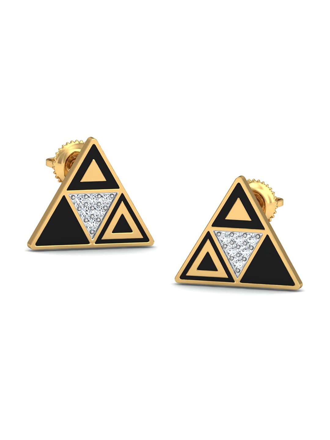 

KUBERBOX Triangle 18KT Gold Diamond-Studded Earrings - 2.56gm