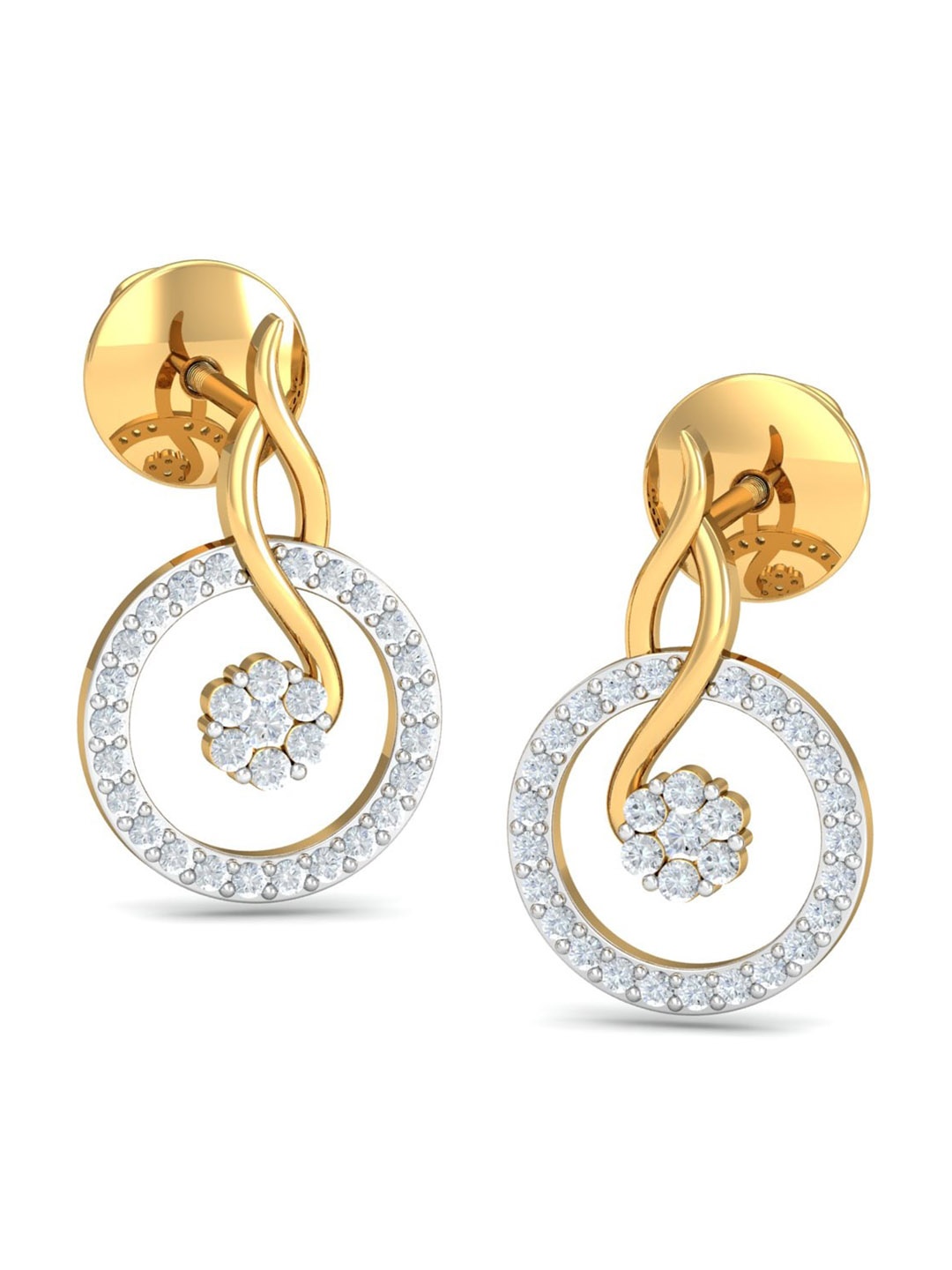 

KUBERBOX 18KT Gold Droplet Diamond-Studded Earrings-0.29gm