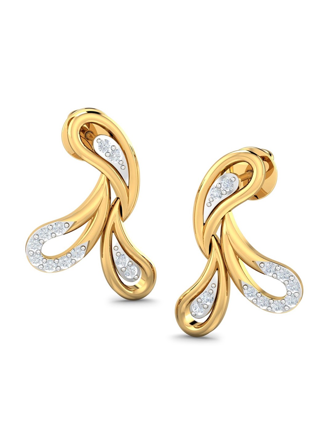 

KUBERBOX Ayomide 18KT Gold Diamond-Studded Earrings-3.48 gm