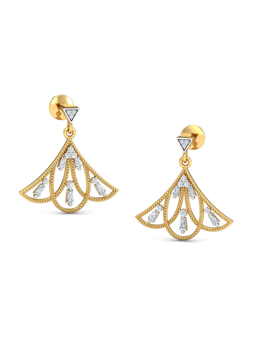 

KUBERBOX Scipio 18KT Gold Diamond Dangle Earrings-3.44 gm