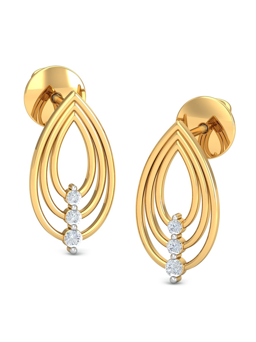 

KUBERBOX Talisman 18KT Diamond-Studded Gold Stud Earrings- 2.38 gm