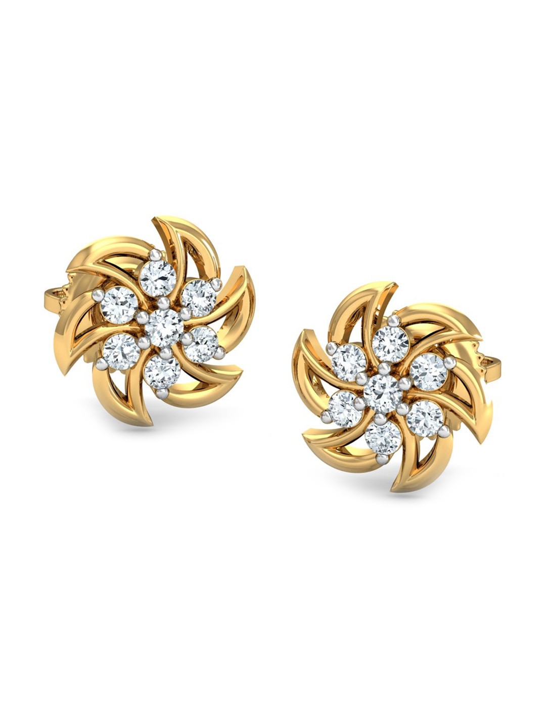 

KUBERBOX Rueda 18KT Gold Diamond-Studded Earrings-1.79 gm
