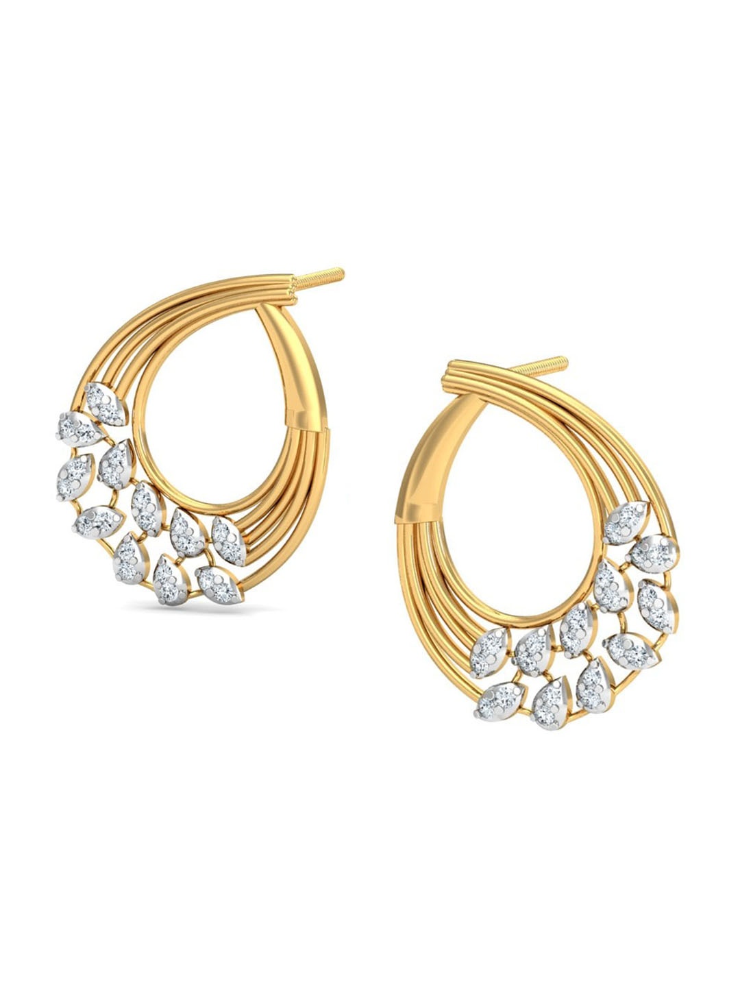 

KUBERBOX Viniendo 18KT Gold Diamond-Studded Earrings-3.15 gm