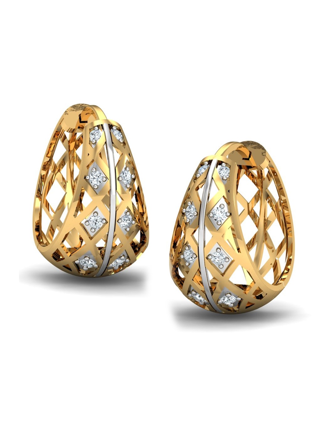 

KUBERBOX Rico Filigree 18KT Gold Diamond-Studded Hoop Earrings - 3.74gm
