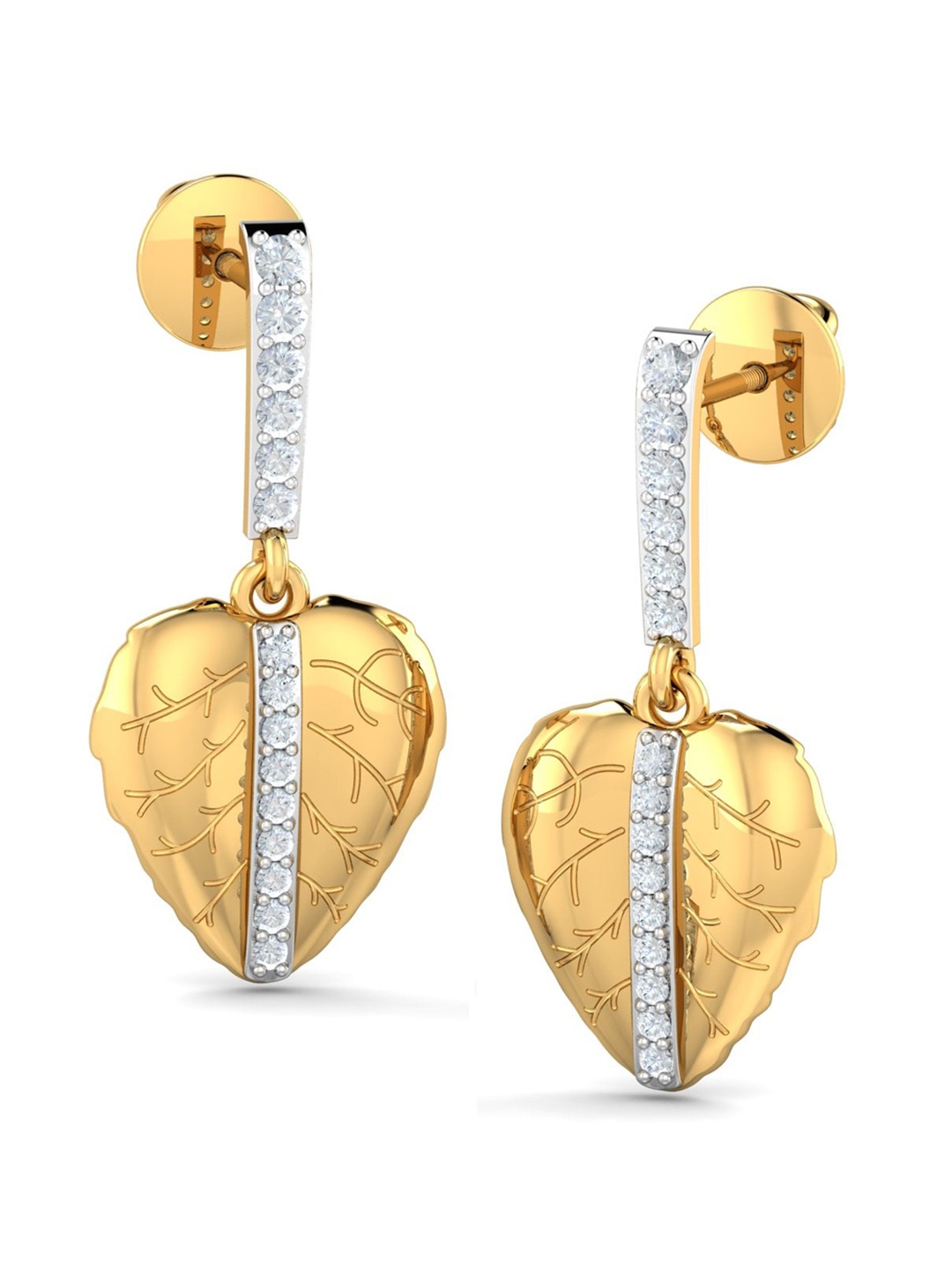

KUBERBOX Sheva Leafy 18KT Gold Diamond-Studded Earrings - 1.95gm