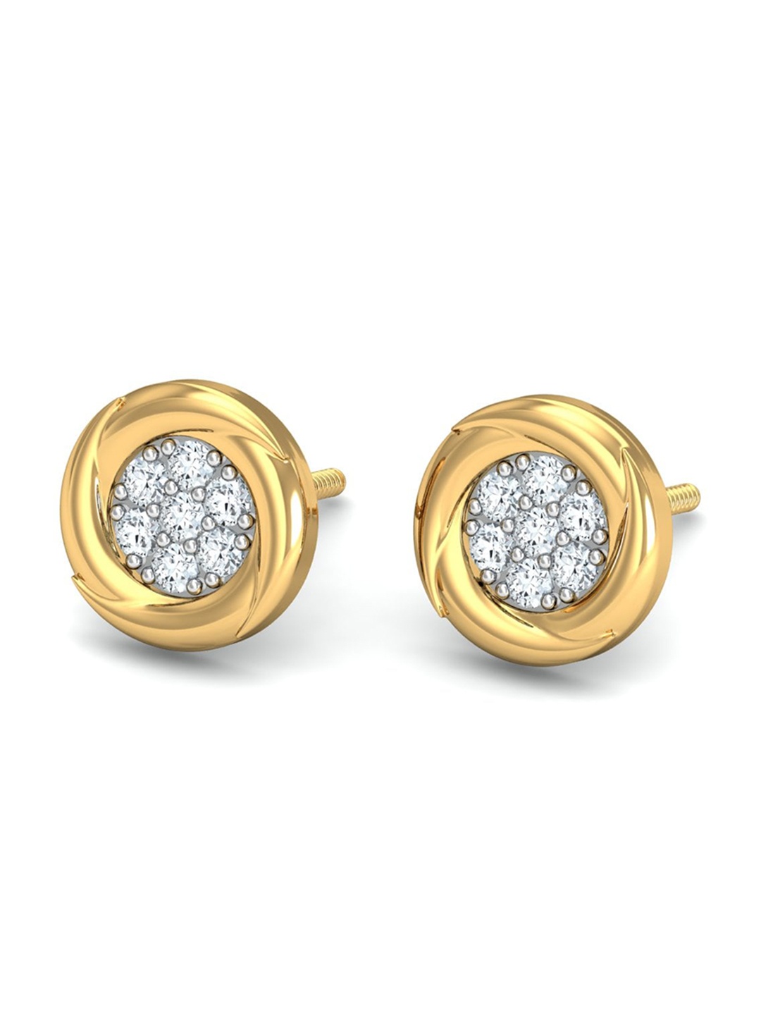 

KUBERBOX Whirlpool 18KT Gold Diamond-Studded Earrings-1.28gm