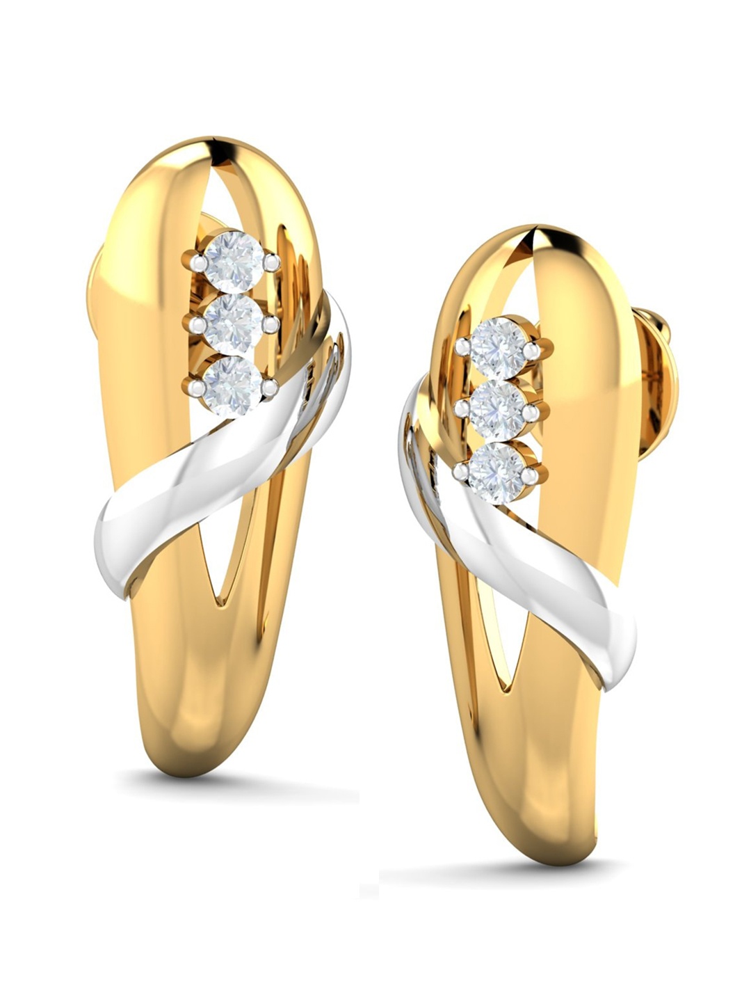 

KUBERBOX Akinyi J-Hoop 18KT Gold Diamond-Studded Earrings-3.66 gm