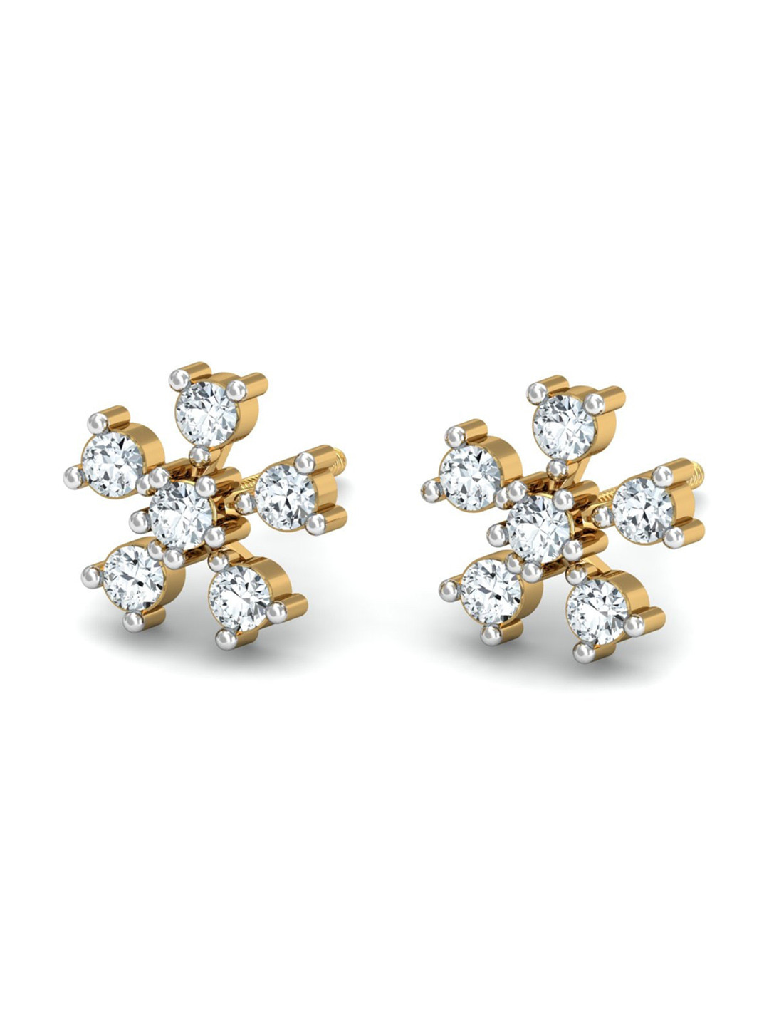 

KUBERBOX 18KT Gold 5-Point Diamond-Studded Earrings - 1.68gm