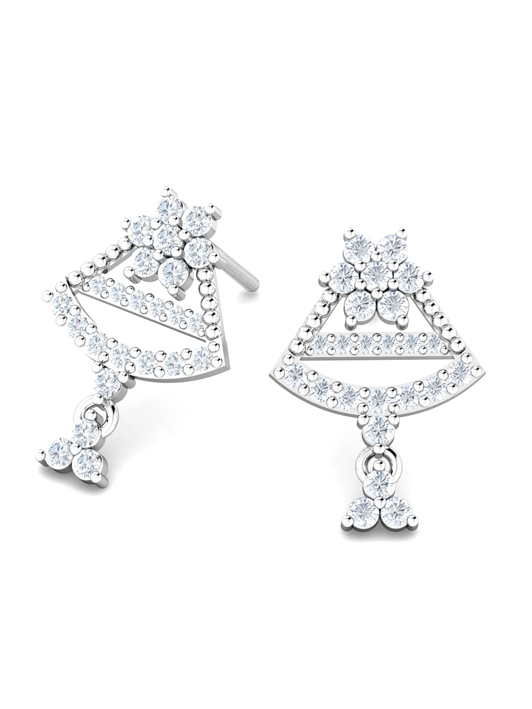 

KUBERBOX Dilara 18KT White Gold Diamond-Studded Earrings-1.56 gm, Silver