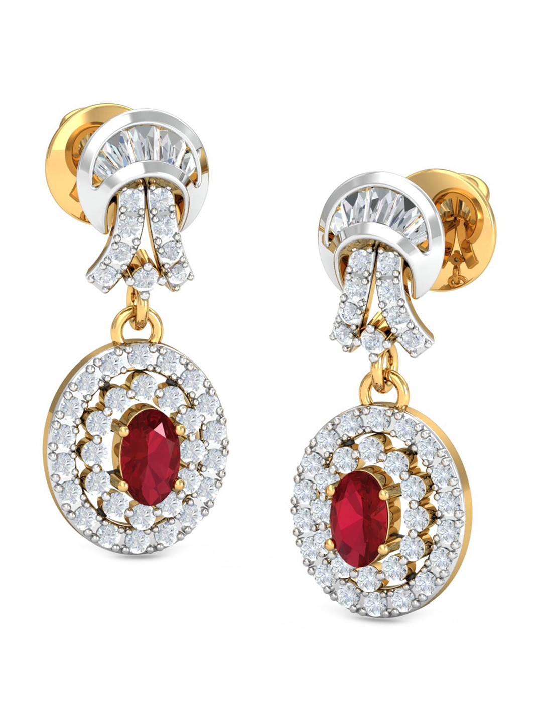 

KUBERBOX 18KT Gold Diamond-Studded Amare Ruby Drop Earrings - 3.4gm