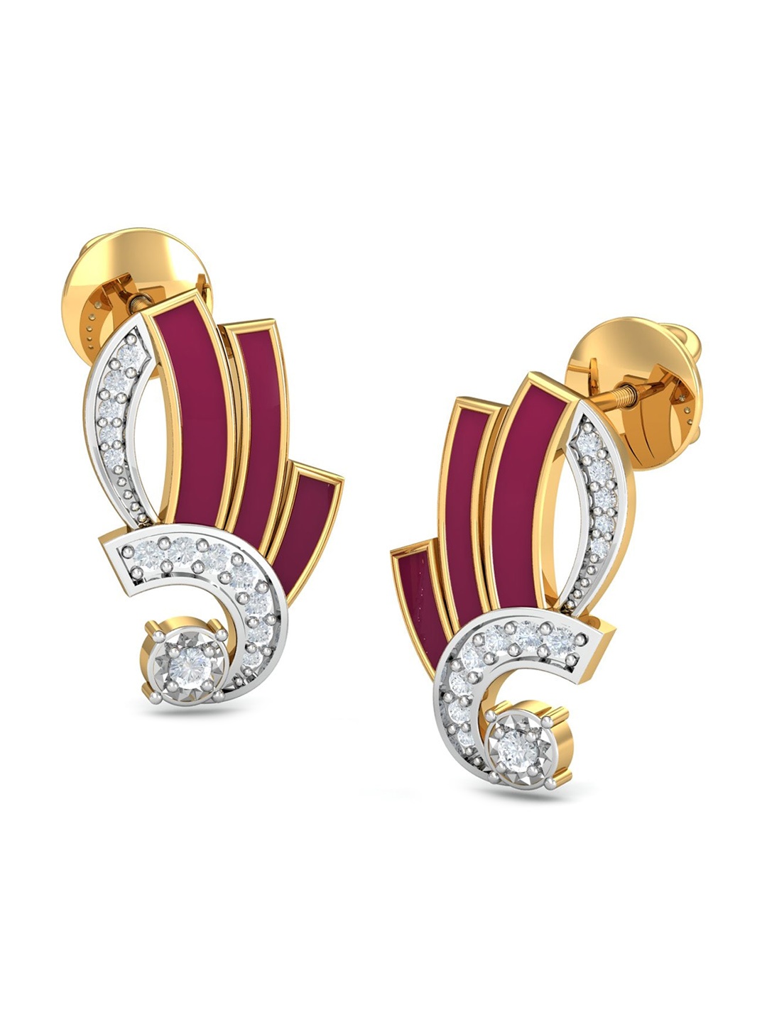 

KUBERBOX Swing 18KT Gold Diamond-Studded Earrings-2.88gm