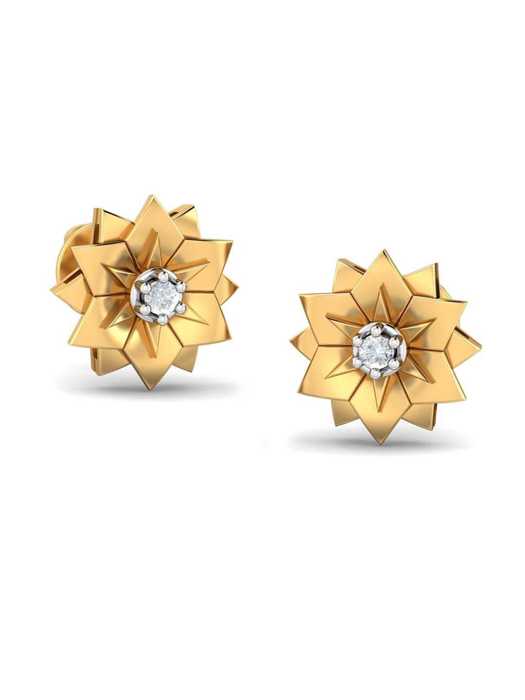 

KUBERBOX Batya Flr'l 18K Gold Diamond Studded Earrings - 2.17g