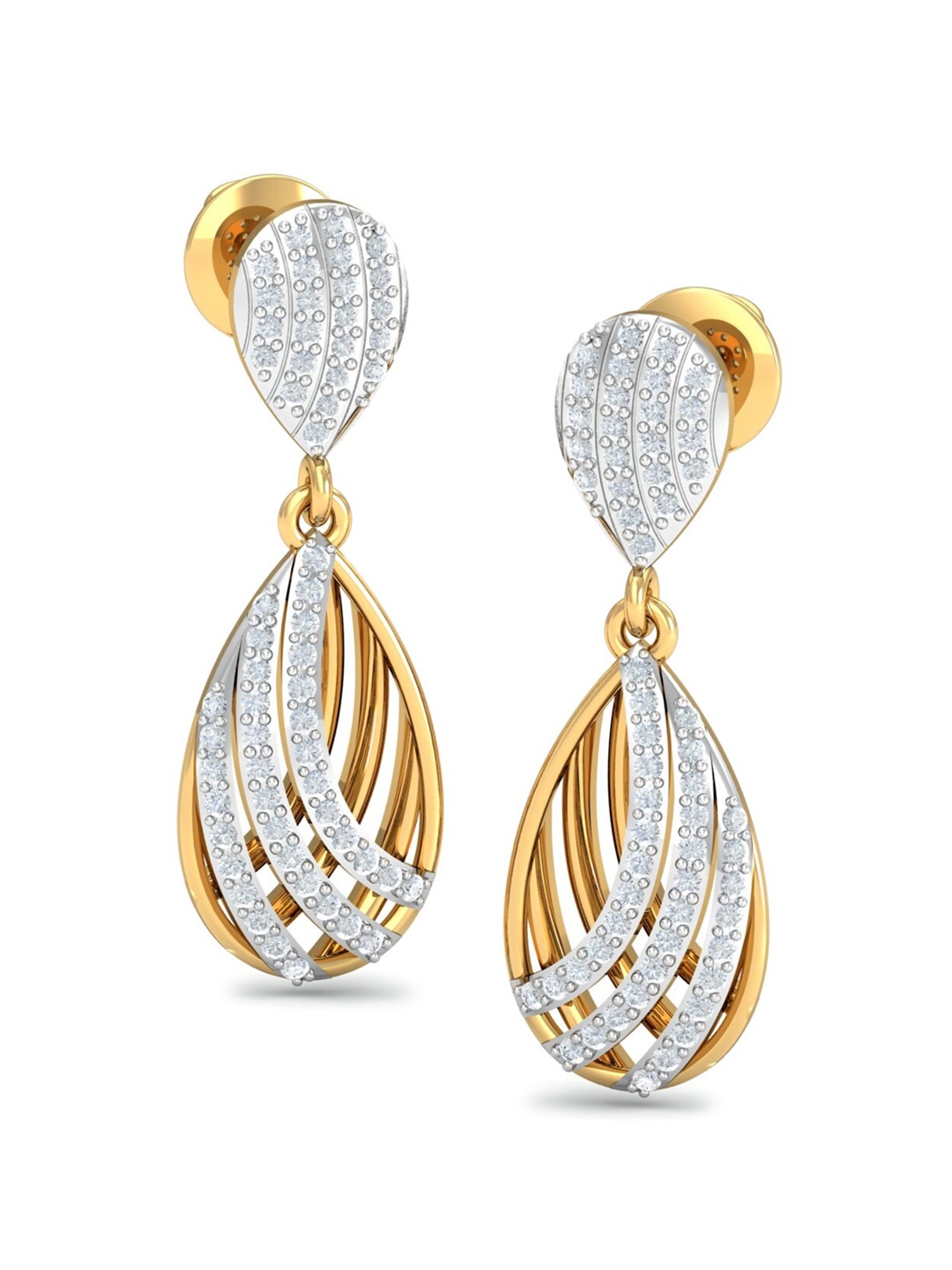 

KUBERBOX Andrea 18KT Gold Overlap Diamond-Studded Earrings- 3.53 gm