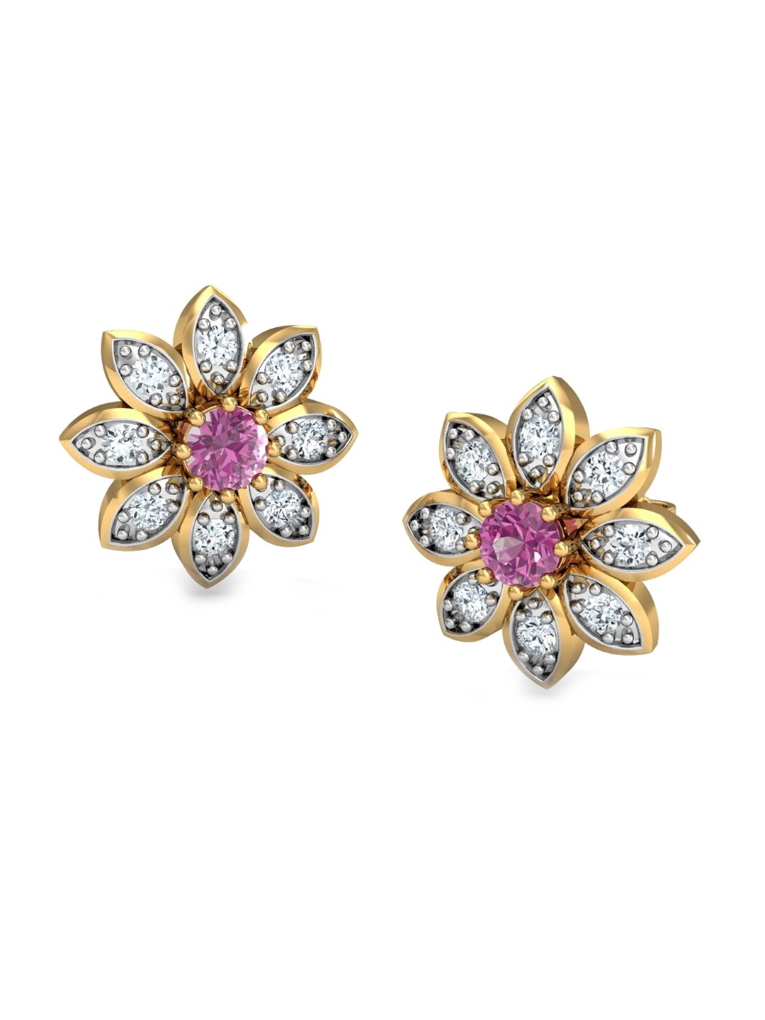 

KUBERBOX 18K Gold Diamond & Tourmaline Studded Earrings - 2.95 gm