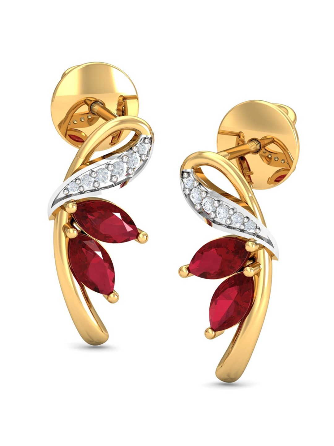 

KUBERBOX Avery 18KT Gold Diamond Studded & Ruby Earrings- 2.55 gm