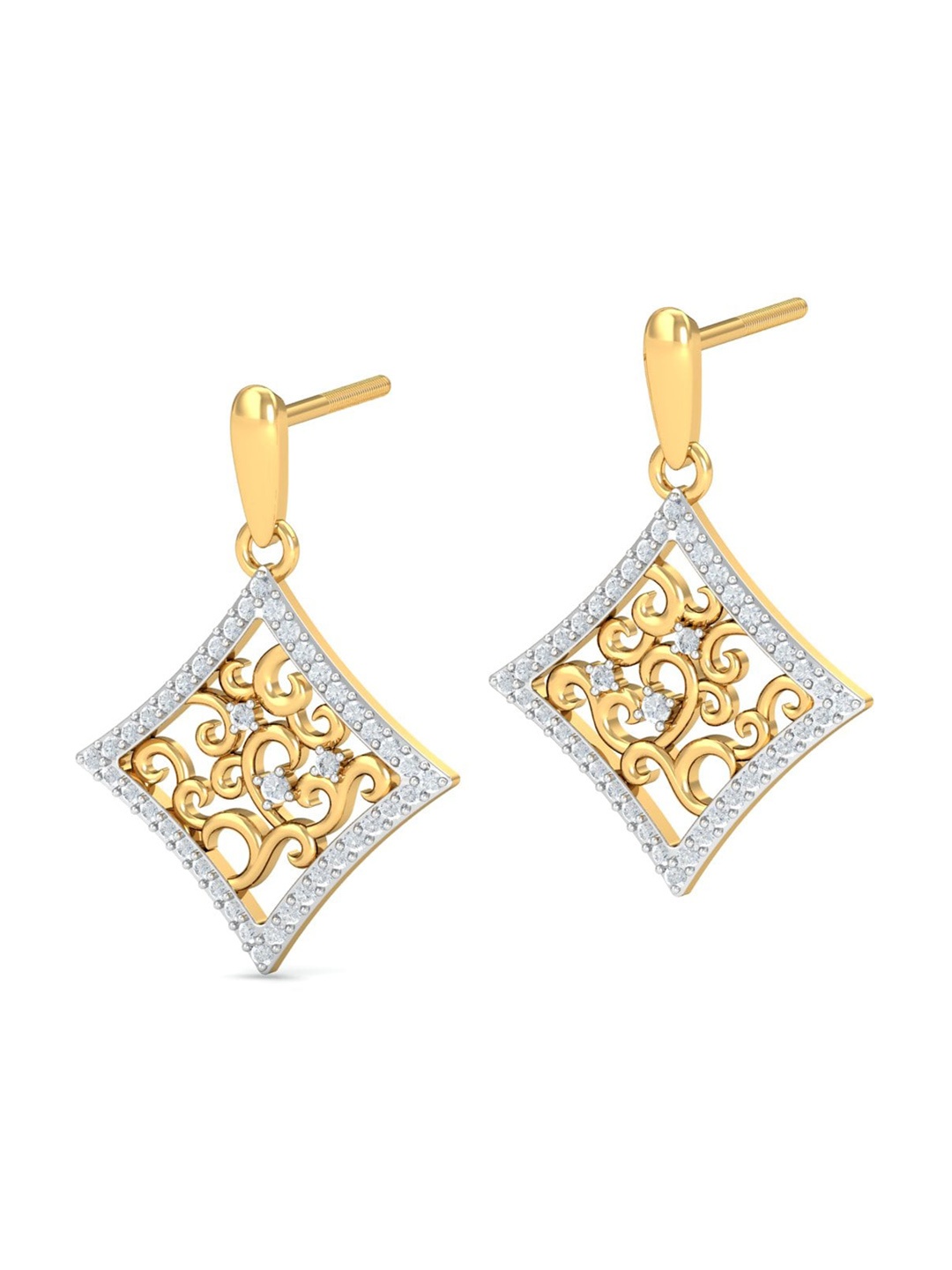 

KUBERBOX Carter Filigree 18KT Gold Diamond-Studded Earrings -2.82gm