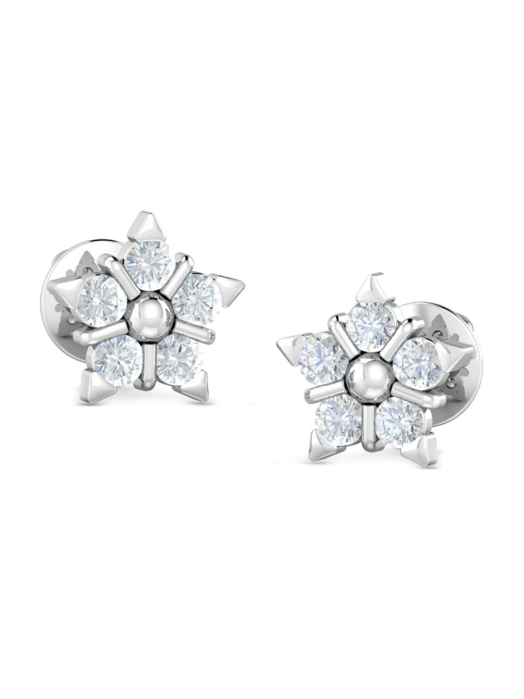 

KUBERBOX Aviva 18KT Diamond Studded White Gold Stud Earrings- 1.11 gm, Silver