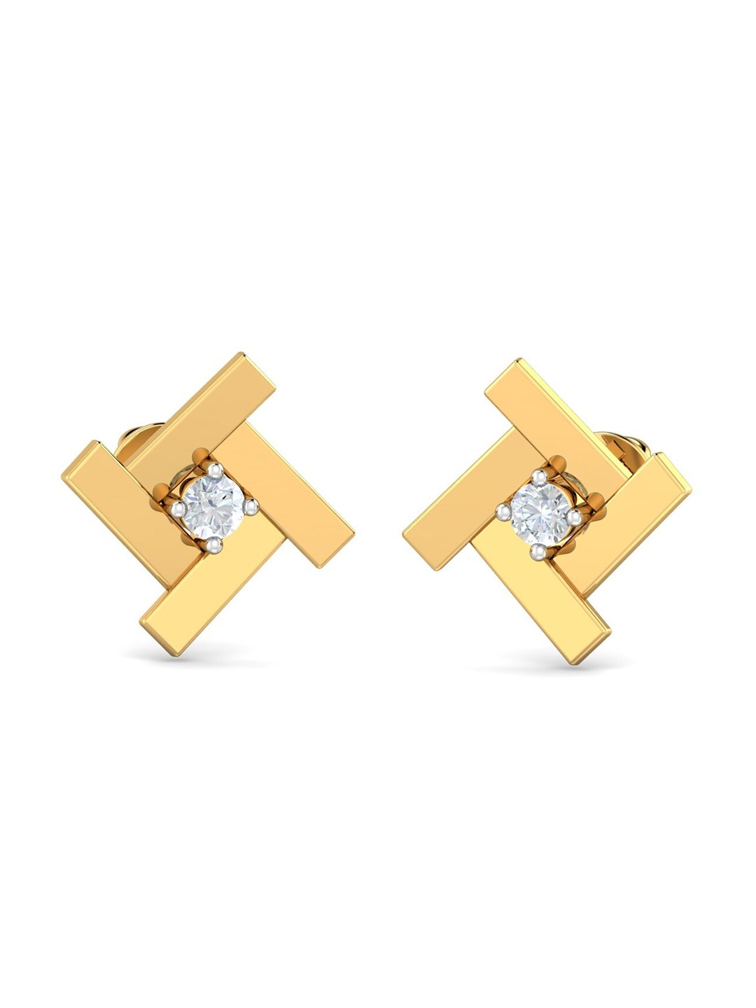 

KUBERBOX 18KT Yellow Gold Diamond-Studded Stud Earrings - 2.8gm