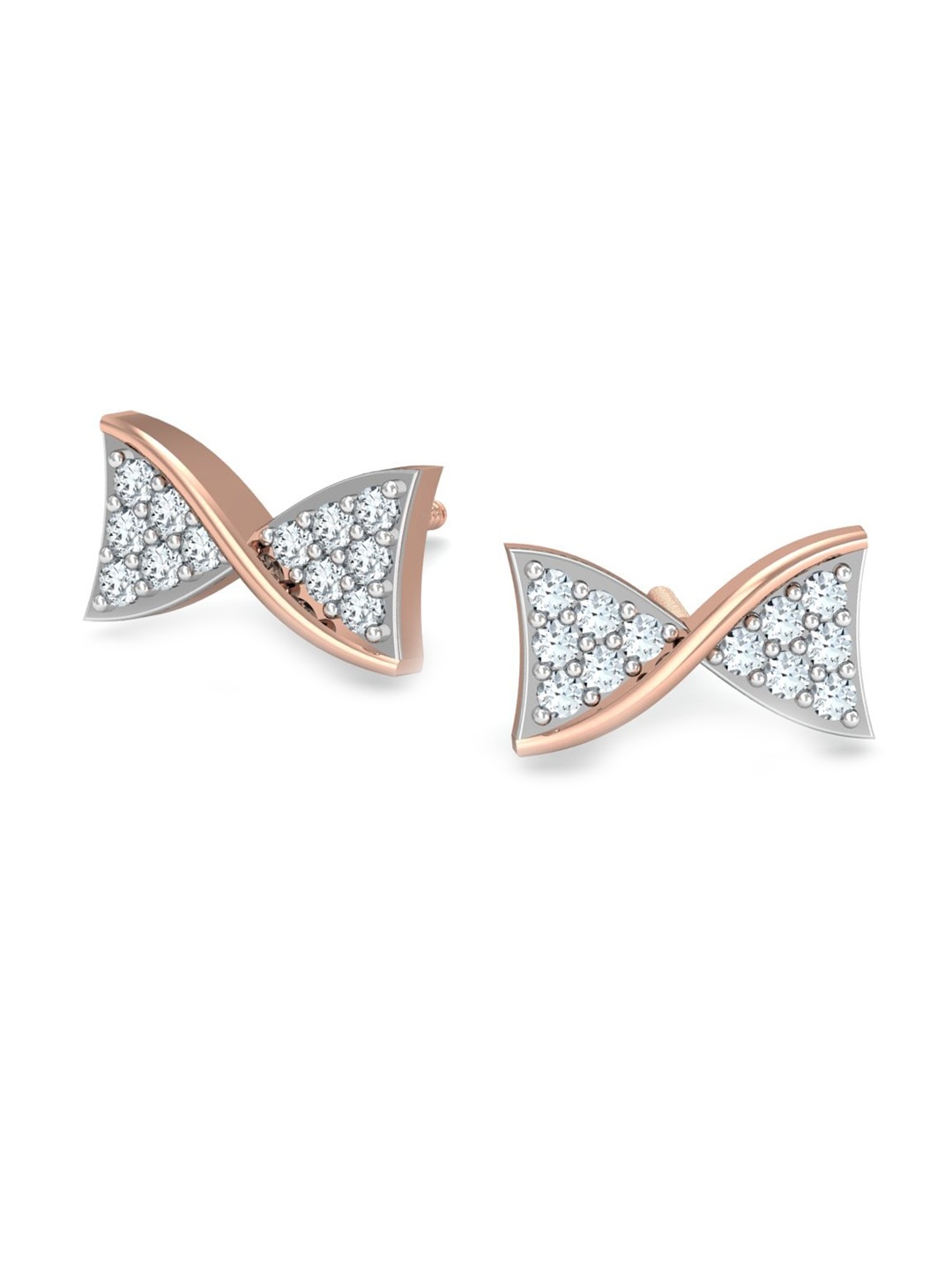 

KUBERBOX 18KT Diamond Studded Rose Gold Stud Earrings- 1.12 gm