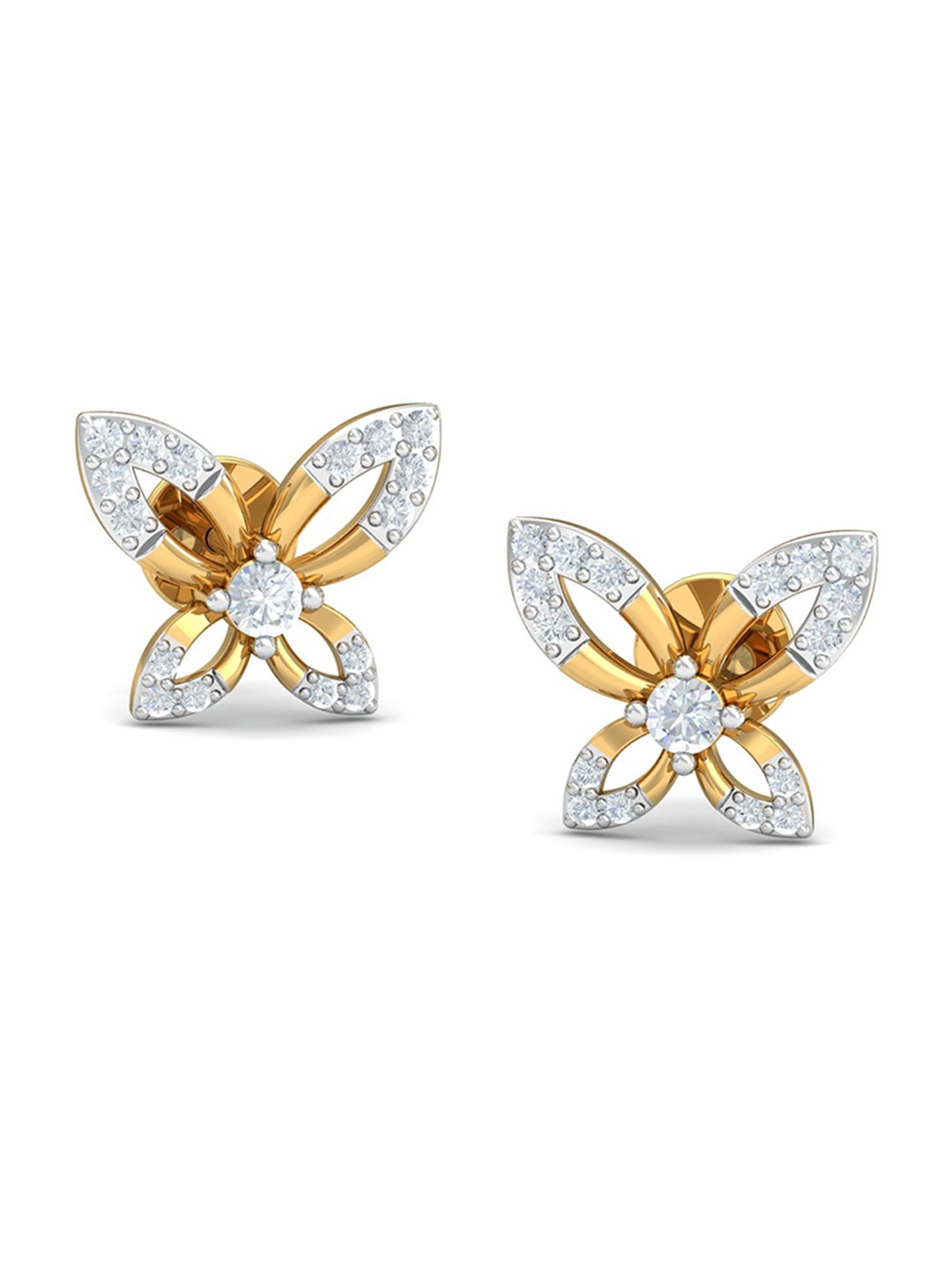 

KUBERBOX Girly Butterfly 18KT Gold Diamond-Studded Earrings-2.02gm