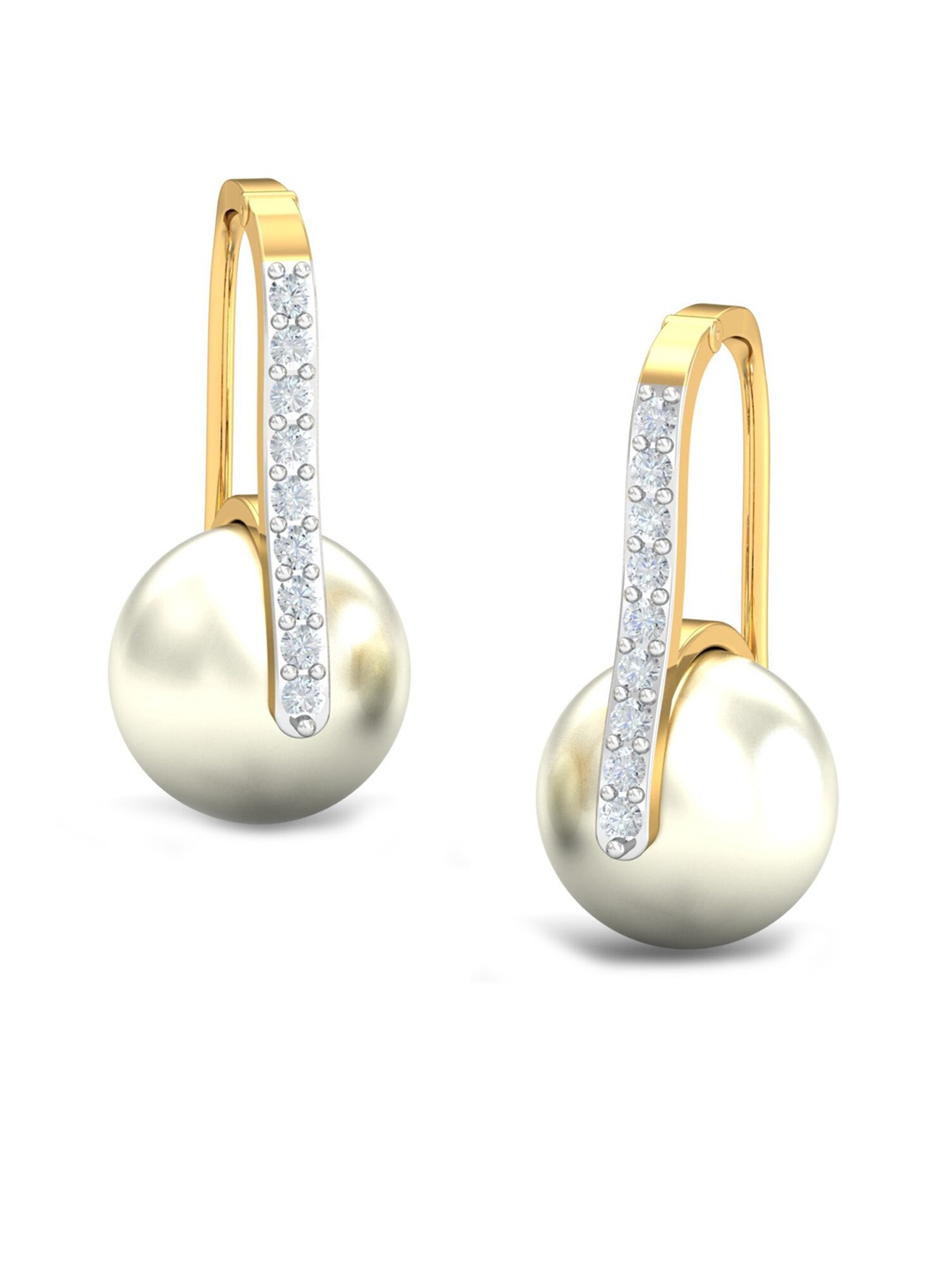 

KUBERBOX 18KT Gold Diamond Ekin Hoops Earrings- 1.64 gm