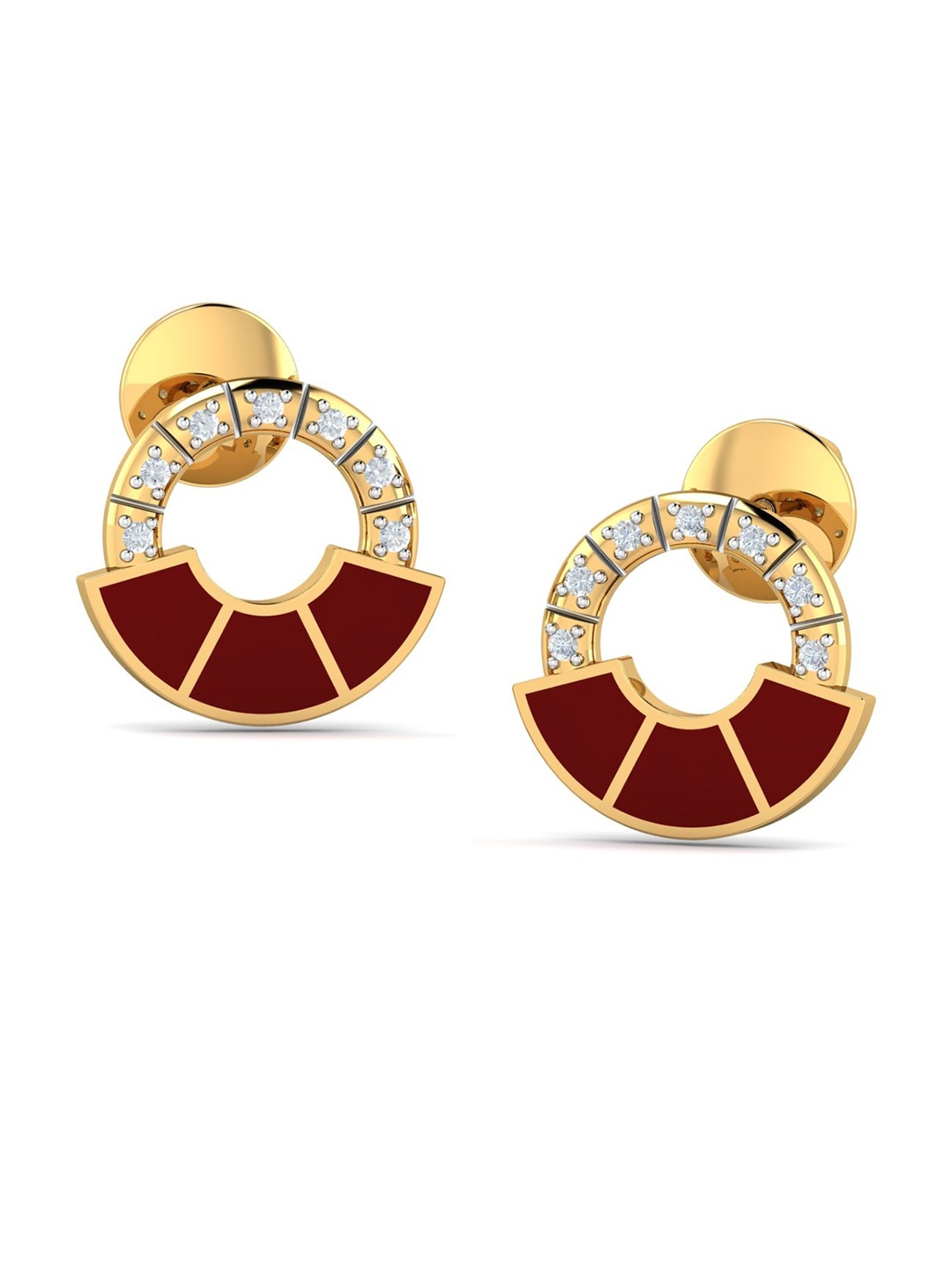 

KUBERBOX Siesta 18KT Diamonds Studded & Enamel Gold Stud Earrings- 2.4 gm