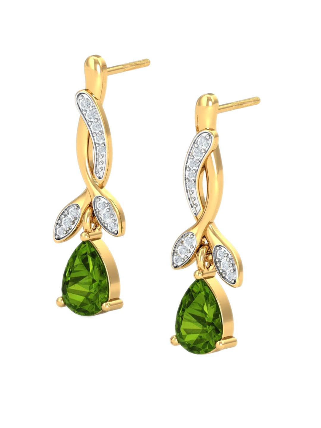 

KUBERBOX Delilah Peridot 18KT Gold Diamond Studded Earrings - 2.82gm