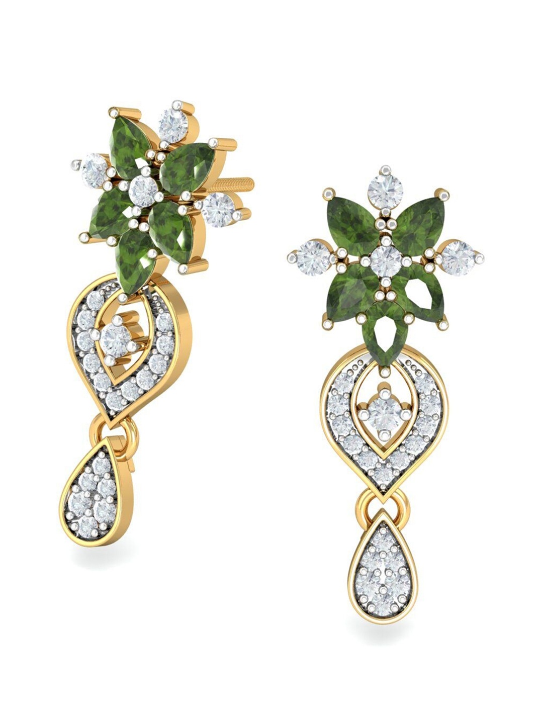 

KUBERBOX Ayana 18KT Gold Diamond-Studded & Peridot Earrings-3.31gm