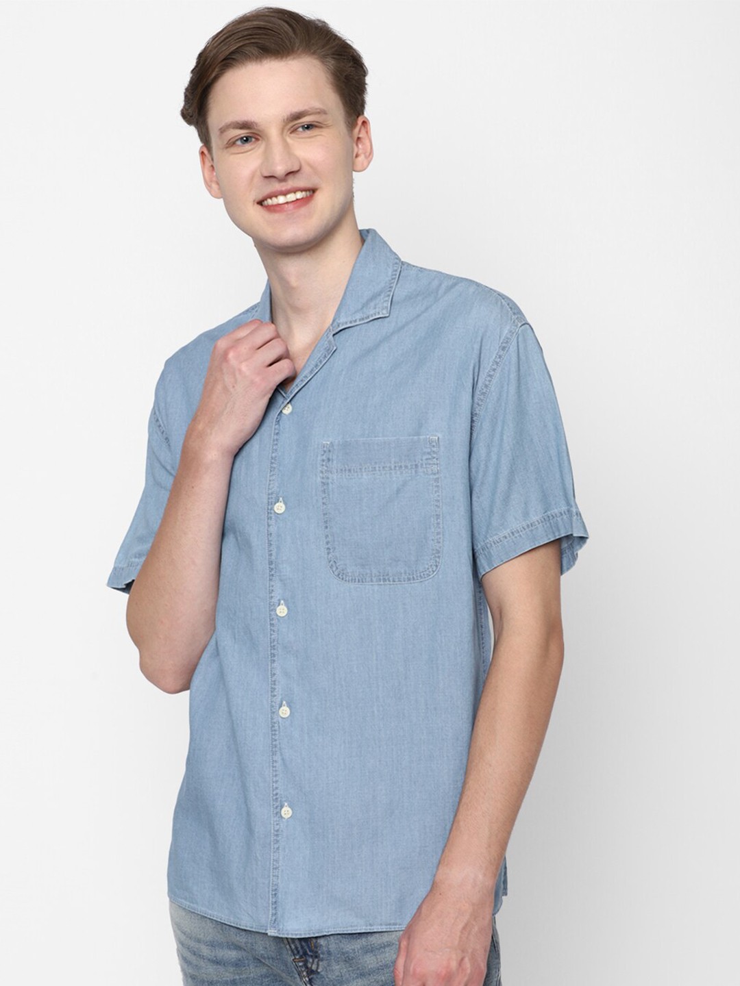 

AMERICAN EAGLE OUTFITTERS Regular Fit Pure Cotton Casual Shirt, Blue