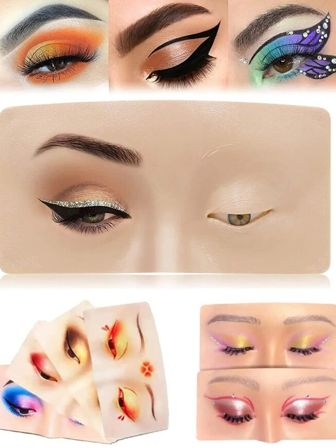 

FEELHIGH Eye dummy For Eye Makeup Practice Silicon board, Beige