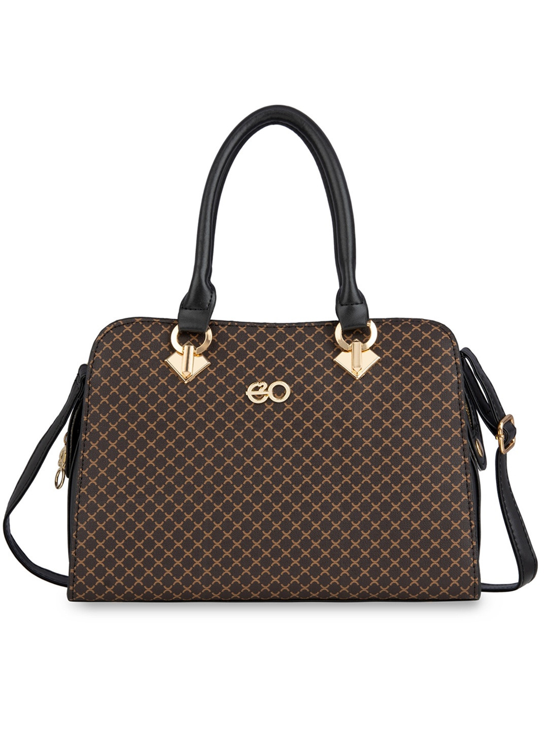 

E2O Geometric Structured Handheld Bag, Black