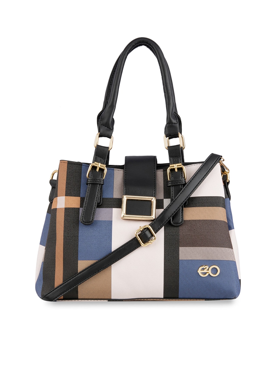 

E2O Colourblocked Structured Handheld Bag, Blue