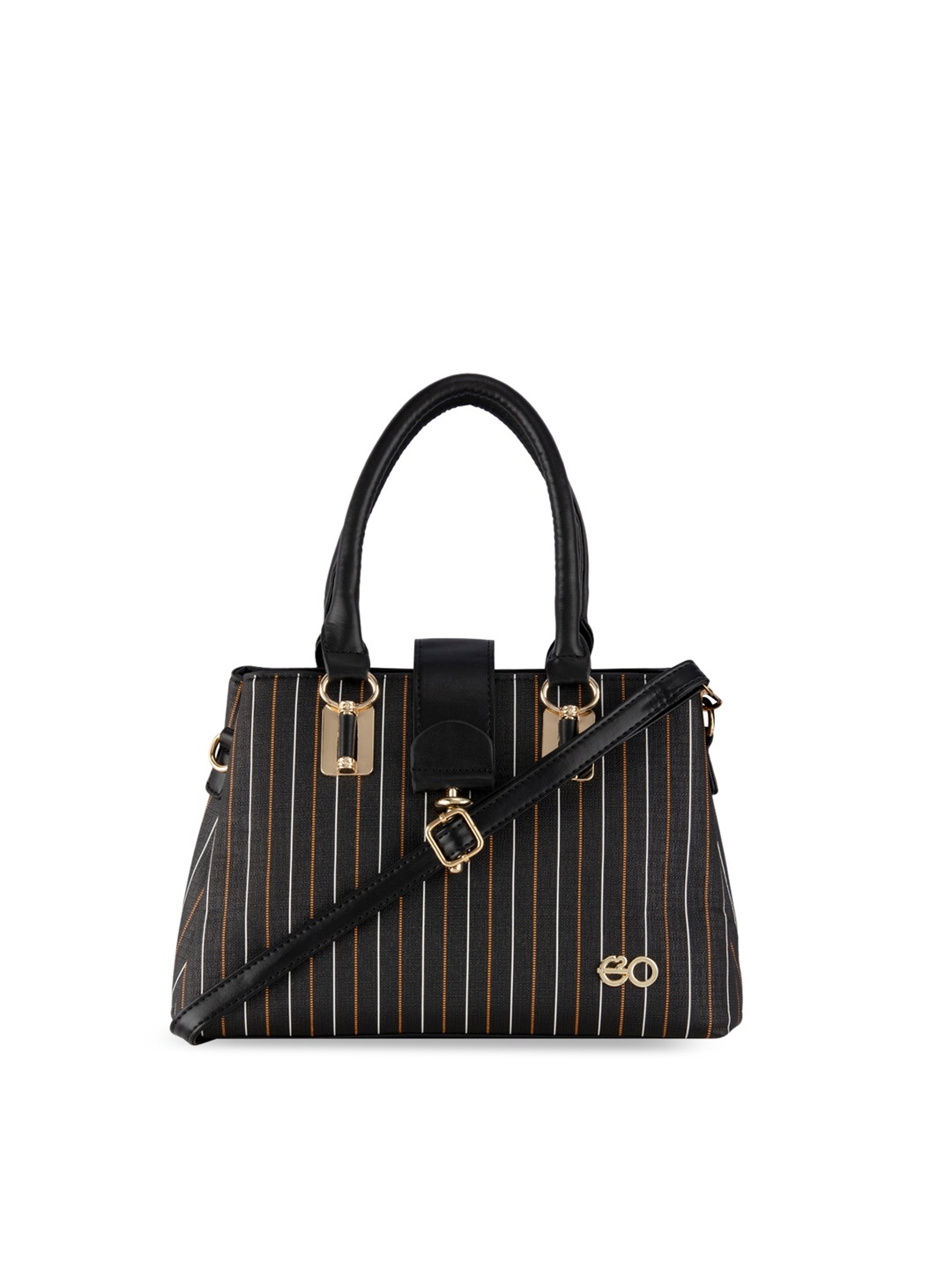 

E2O Striped Structured Handheld Bag, Black