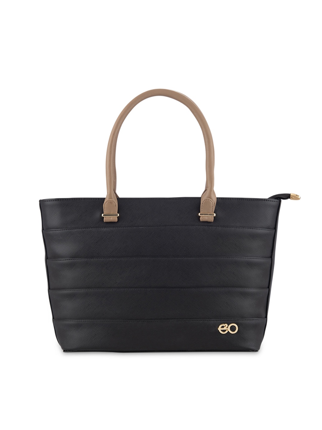 

E2O Striped Structured Shoulder Bag, Black