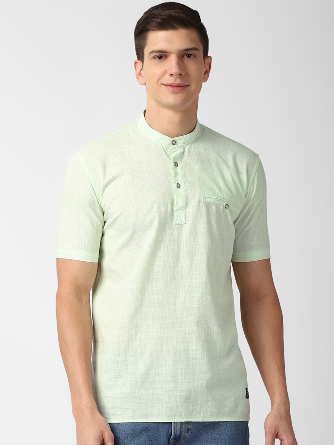 

Peter England Casuals Cotton Slim Fit Opaque Casual Shirt, Green