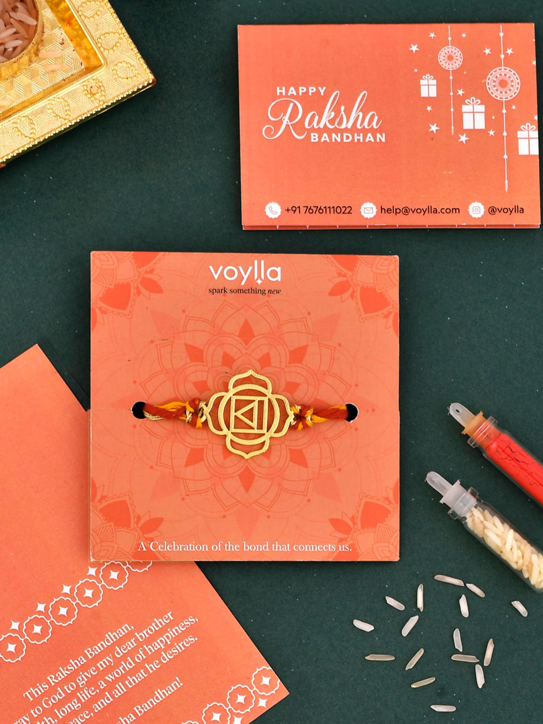 

Voylla High Polish Abstract Floral Motif Rakhi, Red