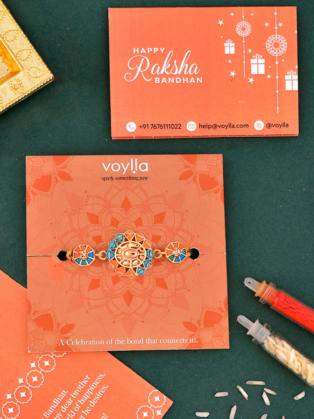 

Voylla Colorful Golden Ethnic Thread Rakhi, Blue