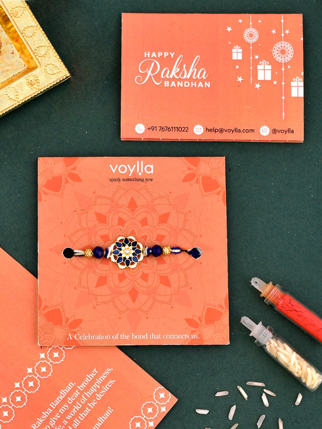 

Voylla Ethnic Studded Blue Thread Rakhi, Black