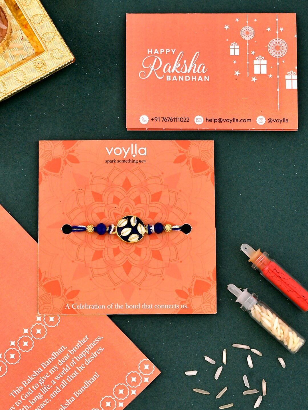 

Voylla Men Beaded Thread Rakhi, Gold