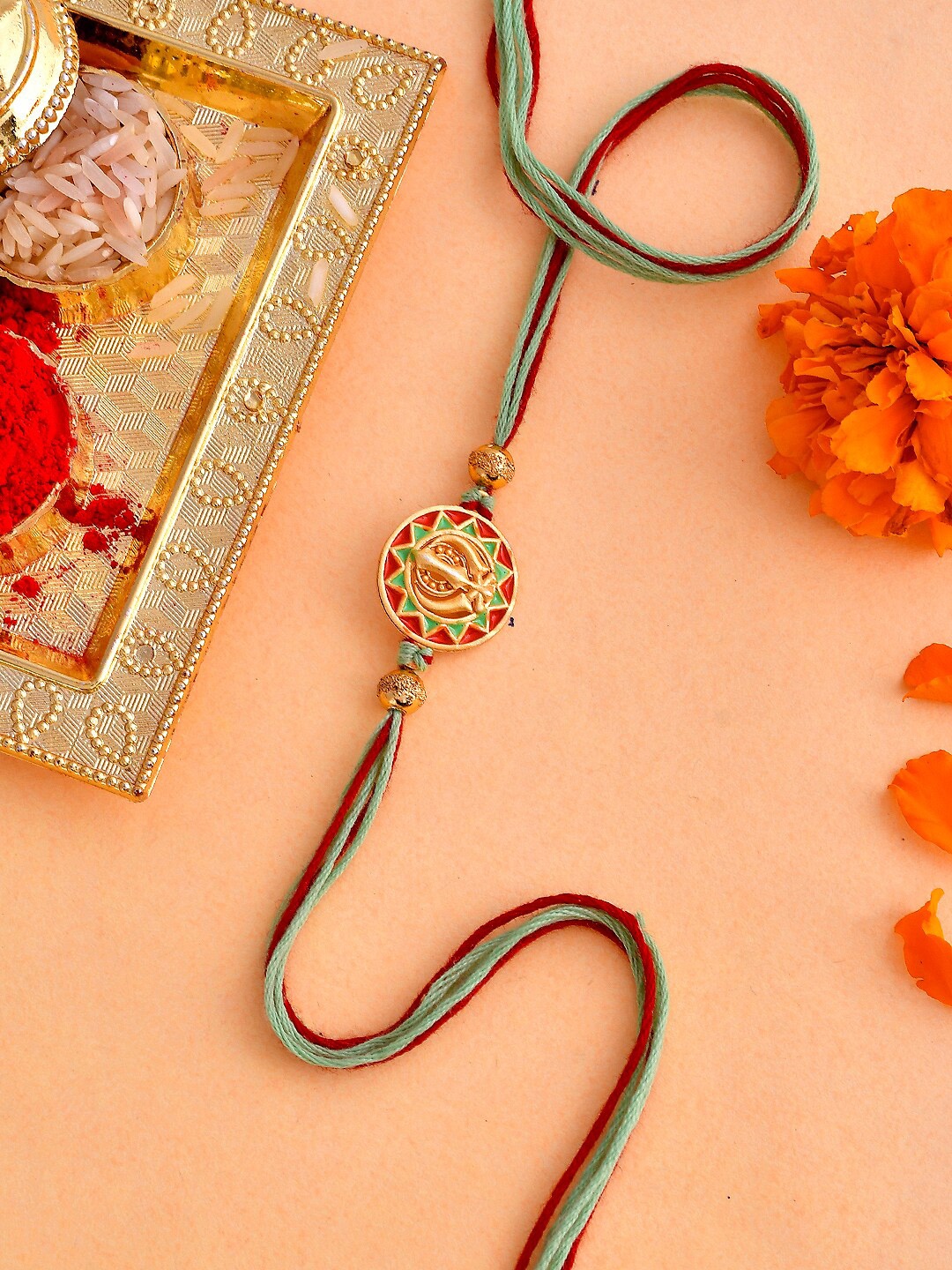 

Voylla Enamel & Beaded Thread Rakhi, Gold